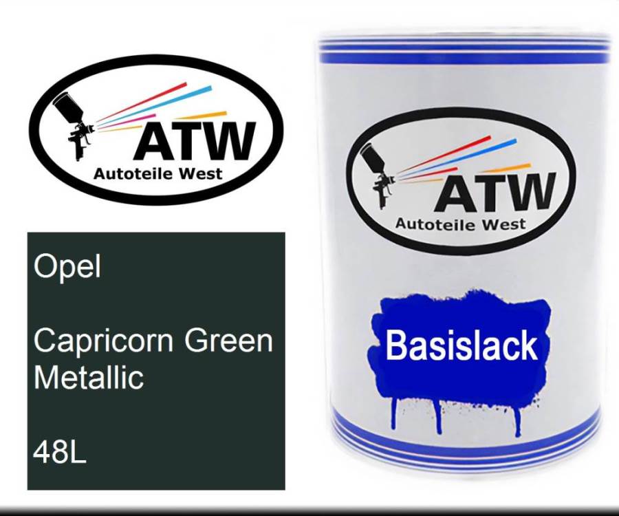 Opel, Capricorn Green Metallic, 48L: 500ml Lackdose, von ATW Autoteile West.